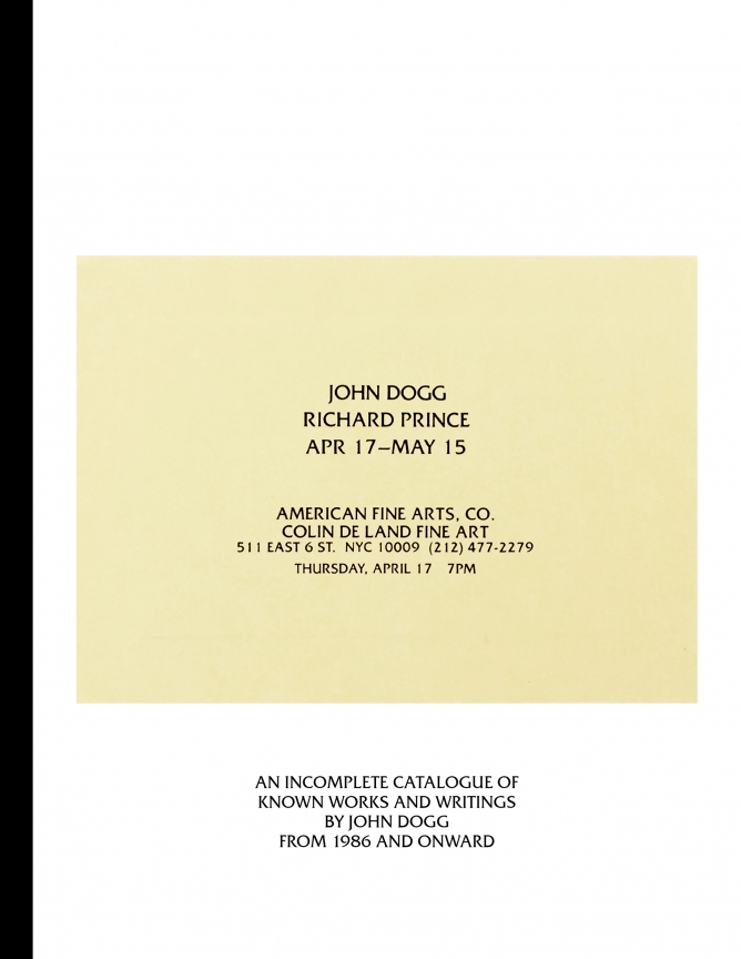 Cover of John Dogg, published by Venus Over Manhattan, New York, 2017