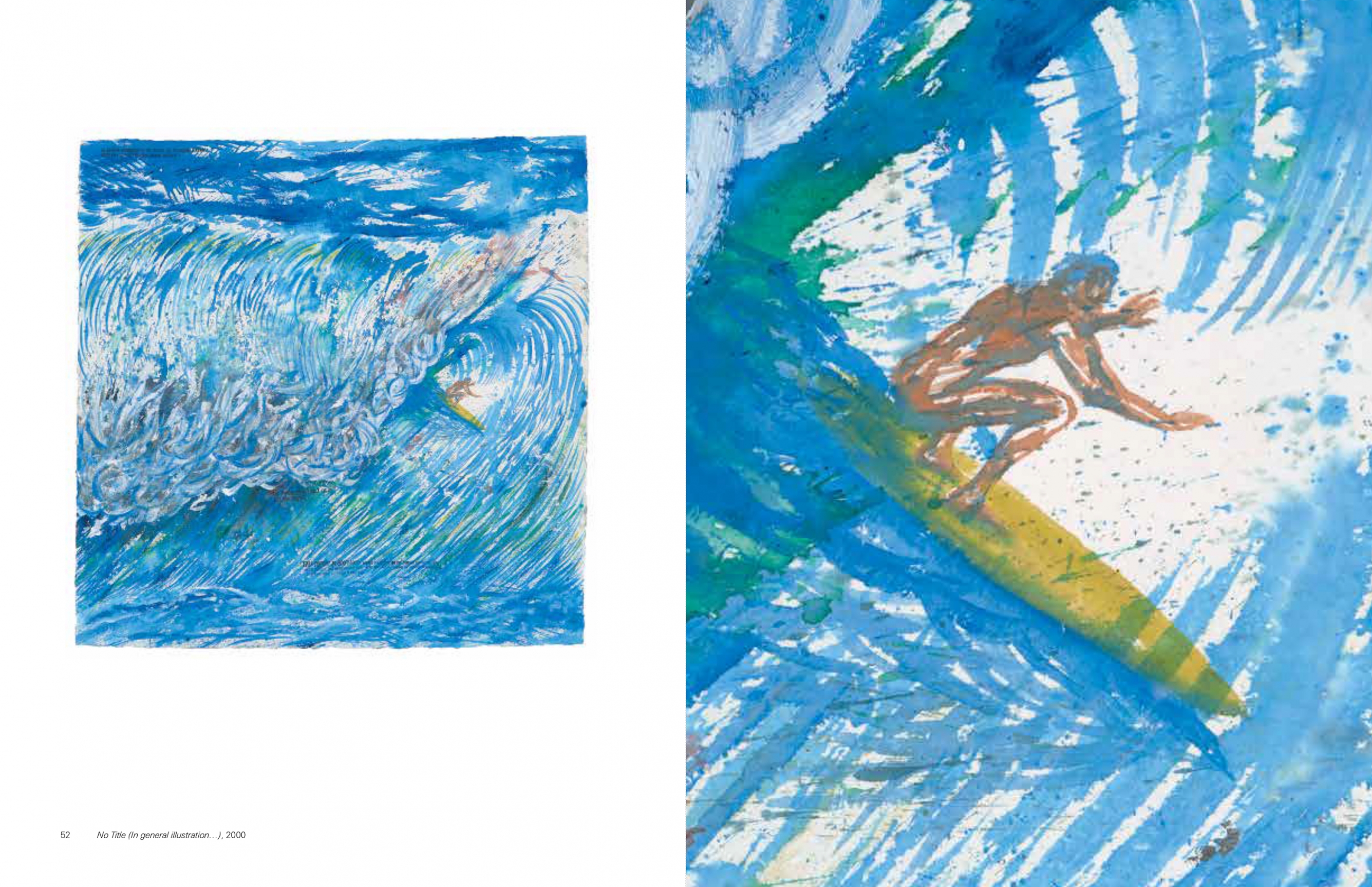 Interior view of Raymond Pettibon: Surfers 1985-2015, published by Venus Over Manhattan and David Zwirner, New York, 2015