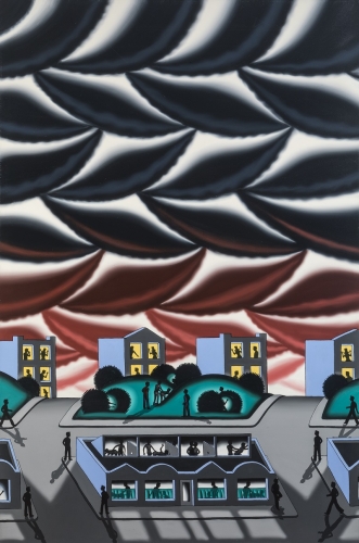 Painting by Roger Brown titled City Nights from 1978