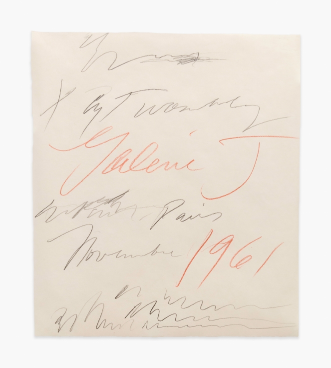 Cy Twombly Original Drawing for a Gallery Poster Exhibition at Galerie J., Paris, 1961
