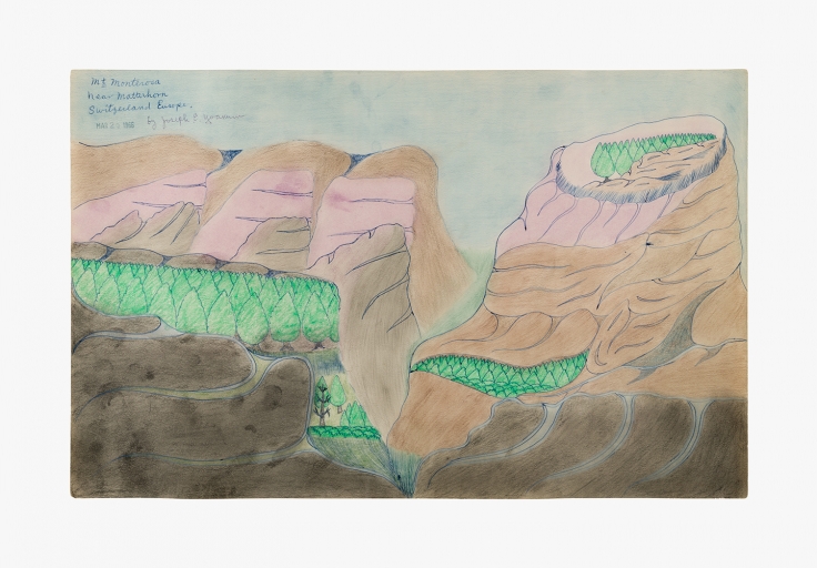 Drawing by Joseph Yoakum titled "Mt Monterosa near Matterhorn Switzerland Europe" from 1966
