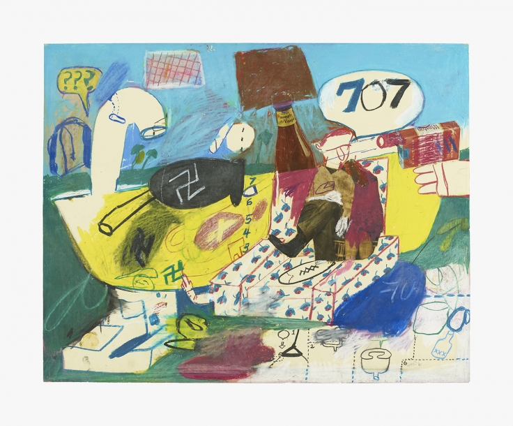 Work on paper by Peter Saul titled Untitled (Pineapple Vinegar) from 1961.