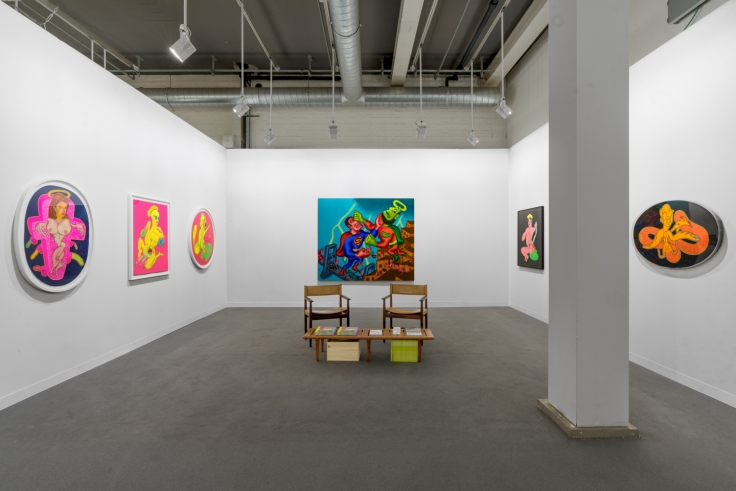 Installation view of Peter Saul at Art Basel, 2021