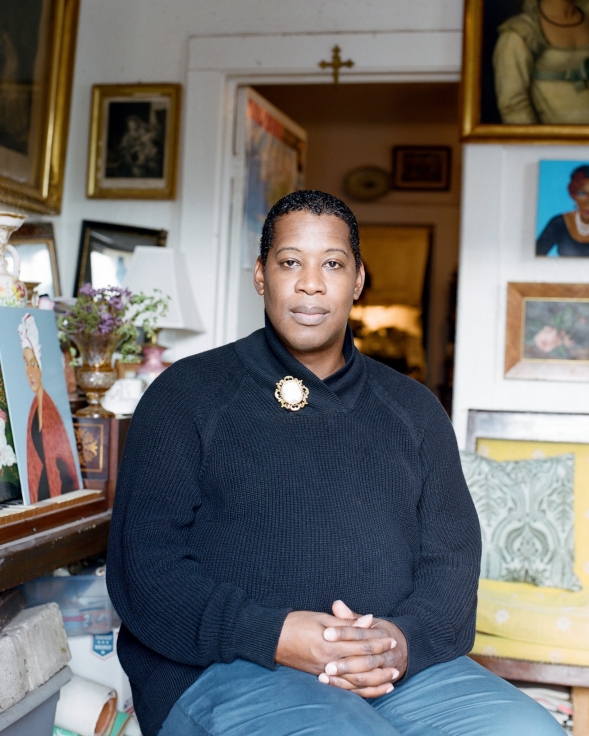 Portrait of Andrew LaMar Hopkins in his home in New Orleans by Akasha Rabut for the New York Times