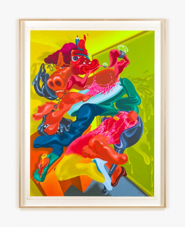 Painting on paper titled Secretary by Peter Saul from 1981