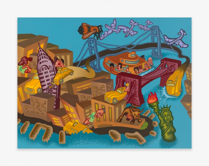 Painting by Peter Saul titled New York Number 2 from 2021